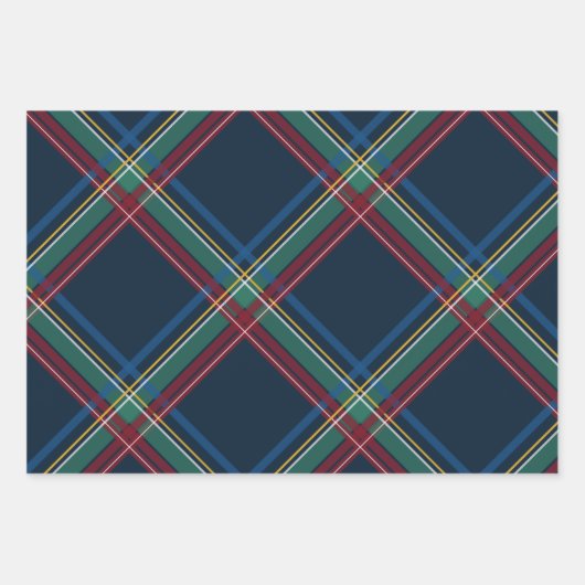 Klassische Weihnachten karierter farbenfroher Urla Geschenkpapier Set (Vorderseite 2)