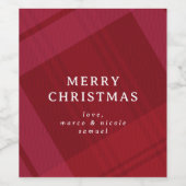 Klassische Weihnachten karierter personalisierter  Weinetikett (Einzelnes Label)
