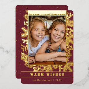 Klassische Weihnachten   Kiefern und botanisches F Folien Feiertagskarte