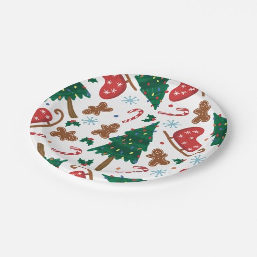 Klassische Weihnachten Pappteller (Schrägansicht)