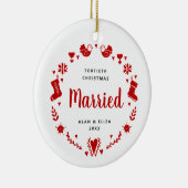 Klassische Weihnachten Personalisiert 40. Jahr Ver Keramik Ornament (Rechts)