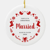 Klassische Weihnachten Personalisiert 40. Jahr Ver Keramik Ornament (Hinten)