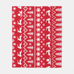 Klassische Weihnachten: Rotes, weißes Wintermuster Fleecedecke