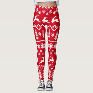 Klassische Weihnachten: Rotes, weißes Wintermuster Leggings