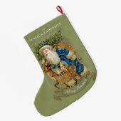 Klassische Weihnachten Vintag Weihnachtsmann Grüne Großer Weihnachtsstrumpf (Rückseite (Hängend))