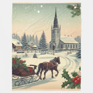 Klassische/weihnachtliche Vintage-Szene Fleecedecke