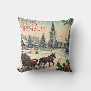 Klassische/weihnachtliche Vintage-Szene Kissen