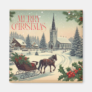 Klassische/weihnachtliche Vintage-Szene Magnet