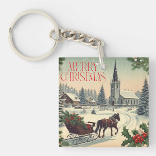 Klassische/weihnachtliche Vintage-Szene Schlüsselanhänger