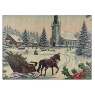 Klassische/weihnachtliche Vintage-Szene Schneidebrett
