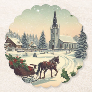 Klassische/weihnachtliche Vintage-Szene Untersetzer