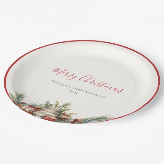 Klassische Weihnachts-Elegant-Paper-Teller Pappteller (Schrägansicht)