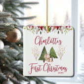 Klassische Weihnachts-Floral-Baby's First Christma Keramikornament