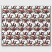 Klassische Weihnachts-Gnome-Kunst Geschenkpapier (Flach)