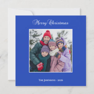 Klassische Weihnachts-Kalligrafie-Foto in Blau Feiertagskarte
