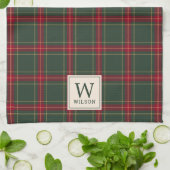 Klassische Weihnachts-Kariert Familienname Monogra Geschirrtuch (Gefaltet)