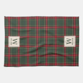 Klassische Weihnachts-Kariert Familienname Monogra Geschirrtuch (Horizontal)