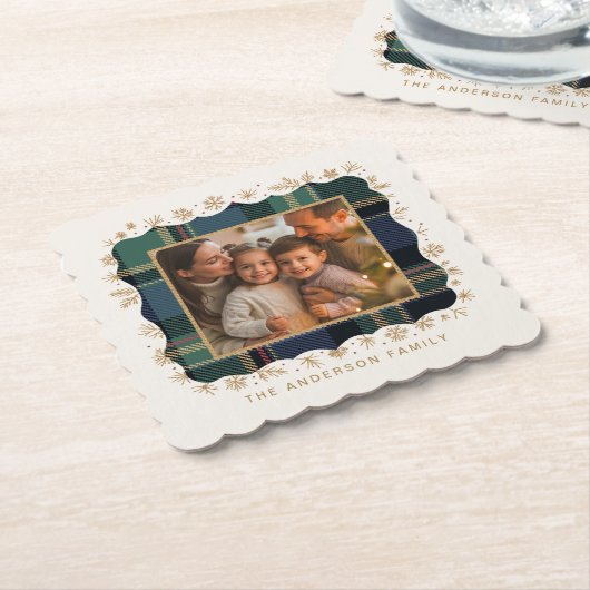 Klassische Weihnachts-Kariert Foto-Vorlage ID1141B Untersetzer (angewinkelt)