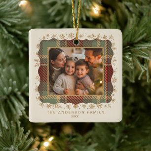 Klassische Weihnachts-Kariert-Fotovorlage ID1141A Keramikornament