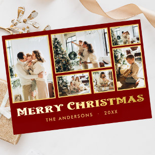 Klassische Weihnachts-Multi-Foto-Familie Folien Feiertagskarte