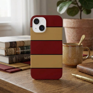 Klassische Weihnachts-Rot-Gold-Streifen iPhone 16 Hülle