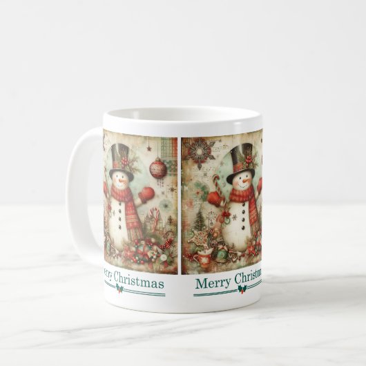 Klassische Weihnachts-Snowman-Tasse Kaffeetasse (Vorderseite Links)