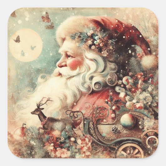 Klassische Weihnachts-Weihnachtsaufkleber Quadratischer Aufkleber (Vorderseite)
