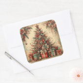 Klassische Weihnachtsbaum-Sticker Quadratischer Aufkleber (Umschlag)