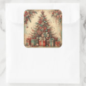 Klassische Weihnachtsbaum-Sticker Quadratischer Aufkleber (Tasche)