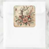 Klassische Weihnachtsbaumaufkleber Quadratischer Aufkleber (Tasche)