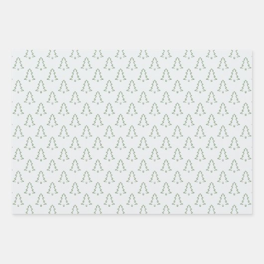 Klassische Weihnachtsbäume und Karierte grüne Wrap Geschenkpapier Set (Vorderseite 3)