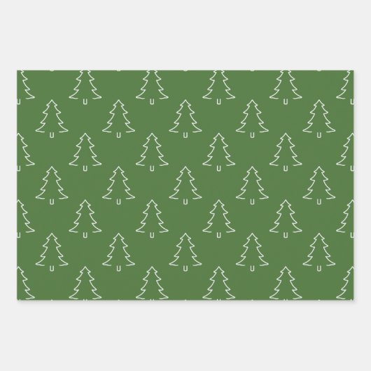 Klassische Weihnachtsbäume und Karierte grüne Wrap Geschenkpapier Set (Vorderseite 2)