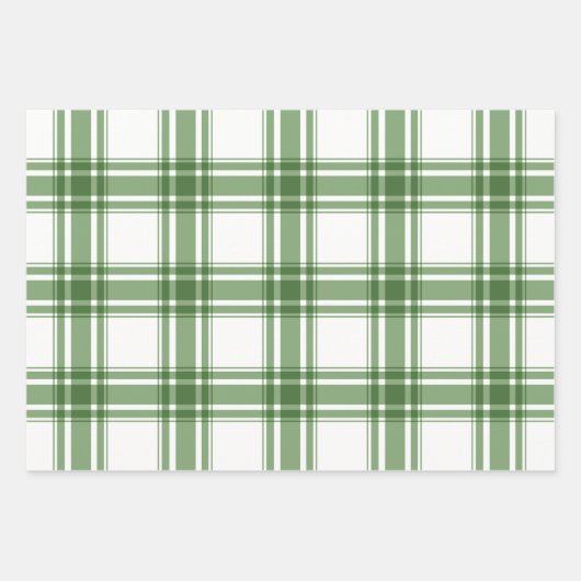 Klassische Weihnachtsbäume und Karierte grüne Wrap Geschenkpapier Set (Vorderseite)