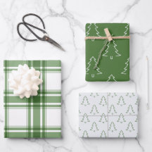 Klassische Weihnachtsbäume und Karierte grüne Wrap