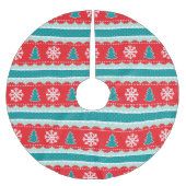 Klassische Weihnachtsbäume und Schneeflocken-Muste Polyester Weihnachtsbaumdecke (Vorderseite)