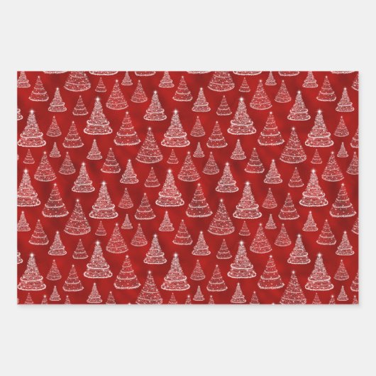 Klassische Weihnachtsbaumen Sparkle Muster Geschenkpapier Set (Vorderseite 3)