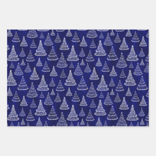 Klassische Weihnachtsbaumen Sparkle Muster Geschenkpapier Set (Vorderseite 2)