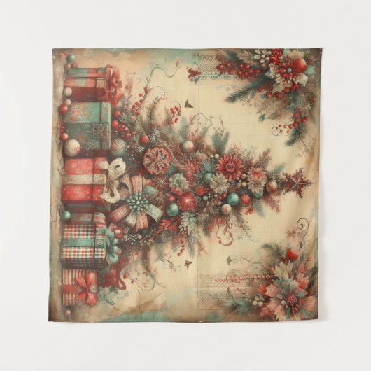 Klassische Weihnachtsbaumtapestry Wandteppich (Vorderseite (Horizontal))