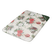 Klassische Weihnachtsbaumwolle in Rot und Weiß Badematte (Schrägansicht)