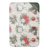 Klassische Weihnachtsbaumwolle in Rot und Weiß Badematte (Vorderseite Vertikal)