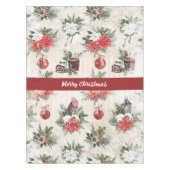 Klassische Weihnachtsbaumwolle in Rot und Weiß Tischdecke (Vorderseite)