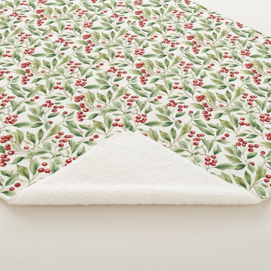 Klassische Weihnachtsbeeren in Rot und Grün Sherpadecke (3/4)