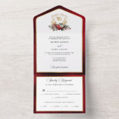 Klassische Weihnachtsblumenfeier Mongram Wedding All In One Einladung (Innen Boden)