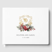 Klassische Weihnachtsblumenfeier Mongram Wedding Gästebuch (Vorderseite)
