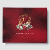 Klassische Weihnachtsblumenfeier Mongram Wedding Gästebuch (Vorderseite)