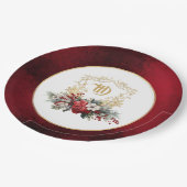 Klassische Weihnachtsblumenfeier Mongram Wedding Pappteller (Schrägansicht)