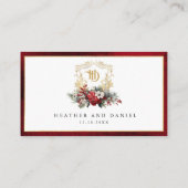 Klassische Weihnachtsblumenfeier Mongram Wedding Platzkarte (Rückseite)