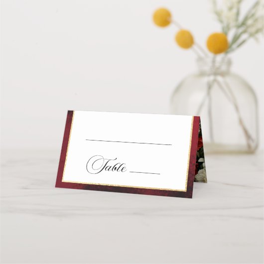 Klassische Weihnachtsblumenfeier Mongram Wedding Platzkarte (Vorderseite)