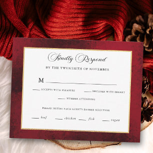 Klassische Weihnachtsblumenfeier Mongram Wedding RSVP Karte