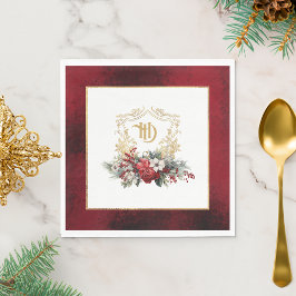 Klassische Weihnachtsblumenfeier Mongram Wedding Serviette